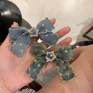 Kẹp Tóc Nơ Tiểu Thư Ribbon Jean Cá Tính Phong Cách Hàn Quốc - Kẹp mỏ vịt