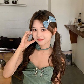 Kẹp Tóc Nơ Tiểu Thư Ribbon Jean Cá Tính Phong Cách Hàn Quốc - Kẹp mỏ vịt