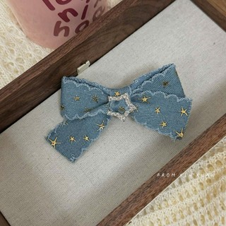 Kẹp Tóc Nơ Tiểu Thư Ribbon Jean Cá Tính Phong Cách Hàn Quốc - Kẹp mỏ vịt