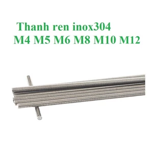 1m Thanh ren inox304 M4, M5, M6, M8, M10,M12