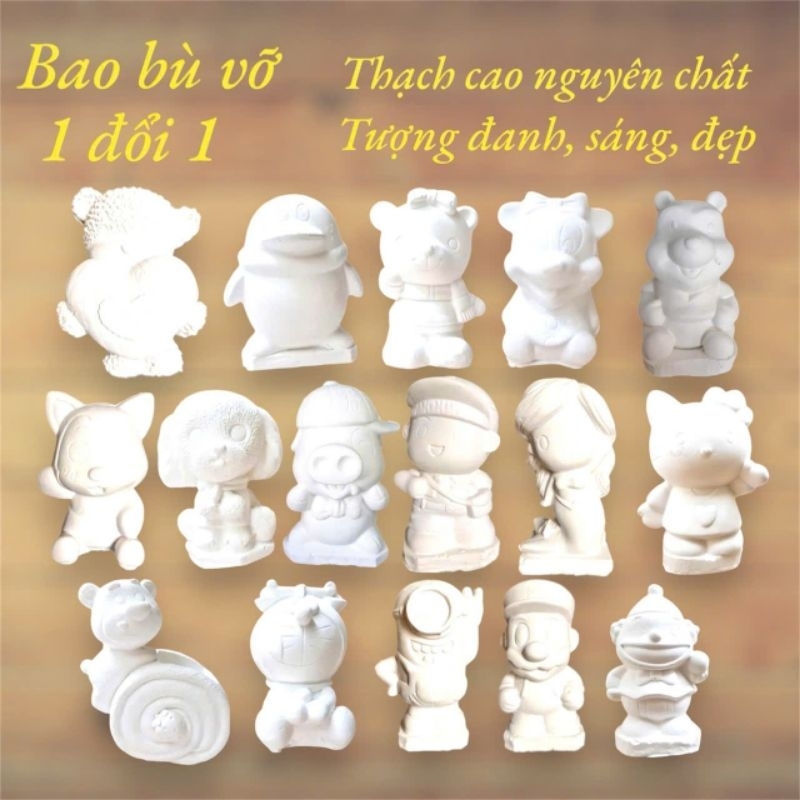Tặng dây màu] Combo 5, 10 tượng tô màu thạch cao 3D kích thước 13-15 cm kèm 12 màu và 2 cọ cho bé thoải thức sáng tạo