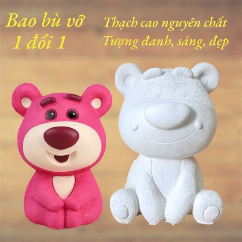[Được chọn mẫu] Bộ tượng tô màu GẤU DÂU bằng thạch cao 3D kích thước 17-25 cm cho bạn thoải thức sáng tạo