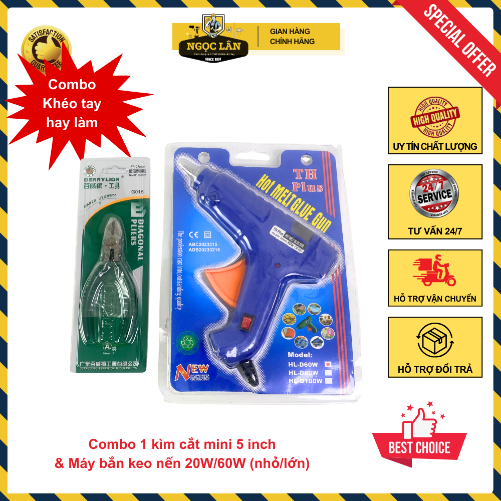 Combo Kìm cắt 5 inch và dụng cụ bắn keo nến làm đồ handmade, thủ công