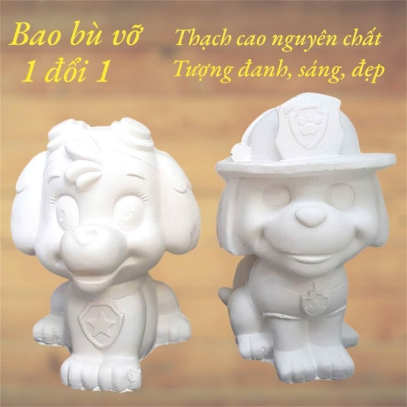 [Được chọn mẫu] Bộ tượng tô màu CHÓ CỨU HỘ bằng thạch cao 3D kích thước 17-25 cm cho bạn thoải thức sáng tạo