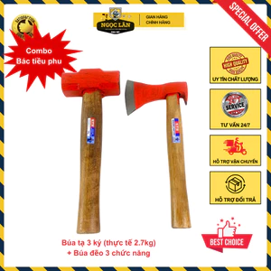 Combo búa lục giác, búa tạ 3kg và rìu 3 chức năng Sơn Tùng đóng đinh, nhổ đinh, bổ củi