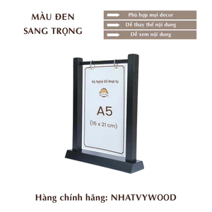 Standee Để Bàn A5, Khung Bảng Menu Gỗ Để Bàn Kiểu Treo Cho Quán Cafe hay Quảng Cáo NHATVYWOOD NV5106B