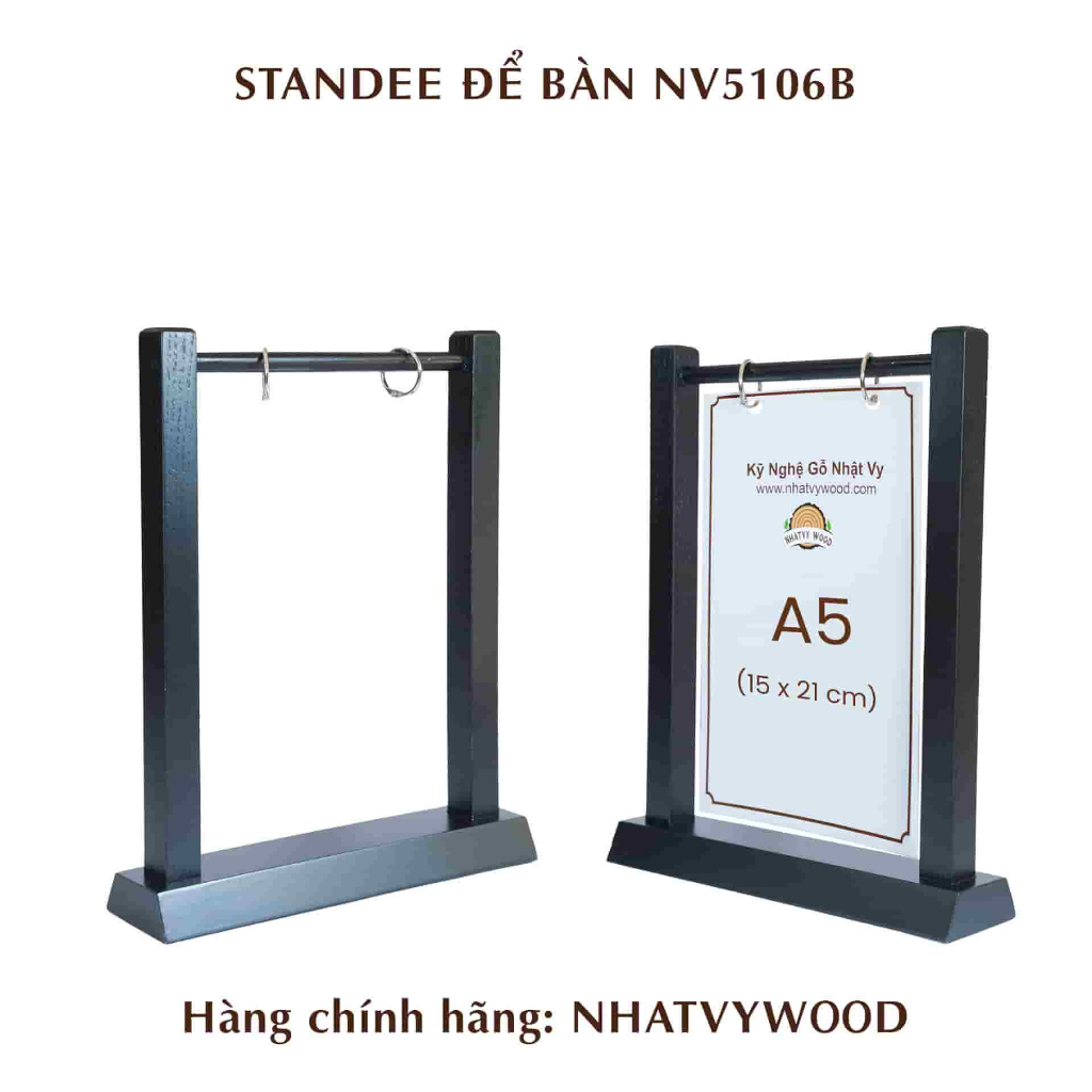 Standee Để Bàn A5, Khung Bảng Menu Gỗ Để Bàn Kiểu Treo Cho Quán Cafe hay Quảng Cáo NHATVYWOOD NV5106B