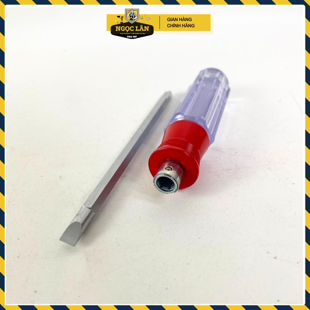 Tua vít 2 đầu nhựa trong, tua vít đổi đầu 6 li 1 tất, 1.5 tất, 2 tất tiêu chuẩn USA, thép CRV