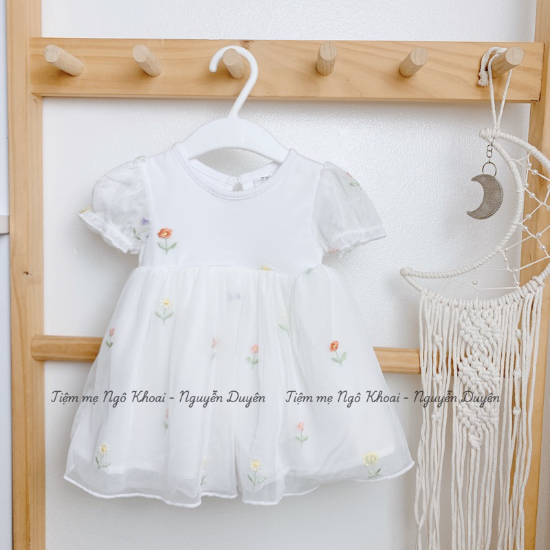 [MD169]H.M Body váy trắng ren hoa thêu xuất xịn cho bé