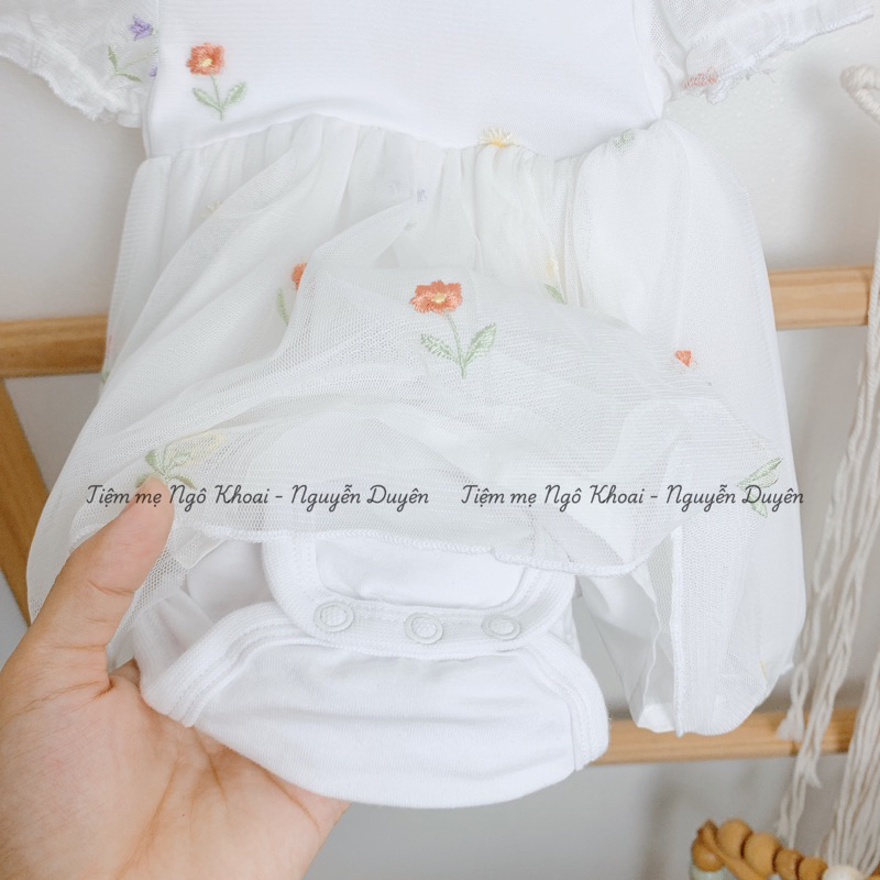 [MD169]H.M Body váy trắng ren hoa thêu xuất xịn cho bé