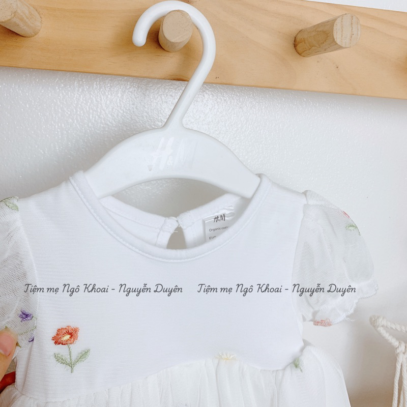 [MD169]H.M Body váy trắng ren hoa thêu xuất xịn cho bé