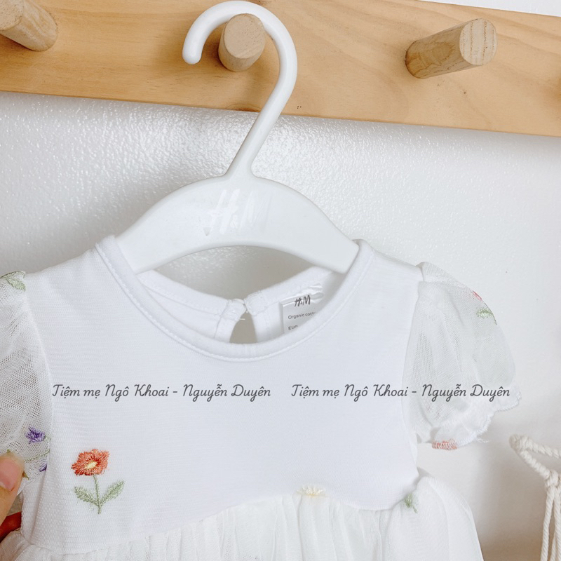 [MD169]H.M Body váy trắng ren hoa thêu xuất xịn cho bé