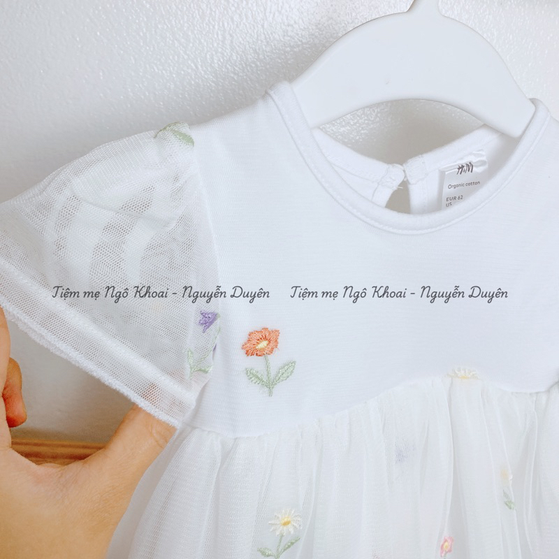 [MD169]H.M Body váy trắng ren hoa thêu xuất xịn cho bé