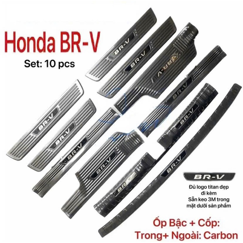 Ốp bậc cửa, Chống trầy cốp xe Honda BRV 2023-2025 (Hàng Cao Cấp)