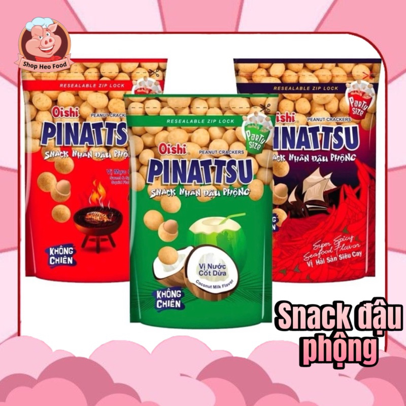 Đậu phộng Oishi Pinattsu không chiên nhân dừa, mực cay, Hải san cay ...