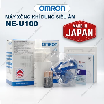 Máy xông khí dung dạng lưới OMRON NE-U100, kích thước hạt nhỏ giúp hấp thụ tốt hơn, máy xoay 360 độ