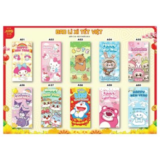 Combo 50 phong bao lì xì đỏ đẹp, set 50 lì xì truyền thống nhiều mẫu may mắn tài lộc 2025 { H }