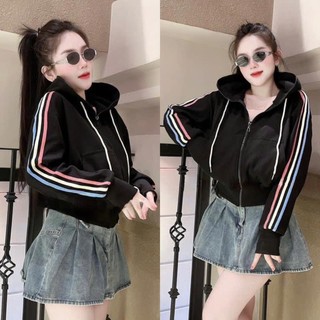 ÁO KHOÁC NỈ PHỐI VIỀN CẦU VỒNG CÓ NÓN PHONG CÁCH TRẺ TRUNG CÁ TÍNH DỄ MẶC PHÙ HỢP THỜI TRANG