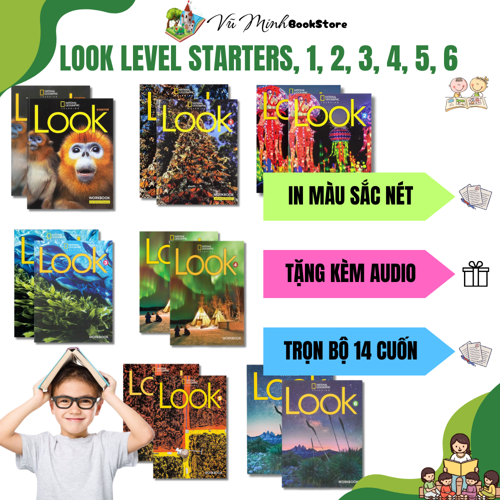 Sách - LOOK level Starters,1,2,3,4,5,6 - bản in màu, tặng Audio,video ...
