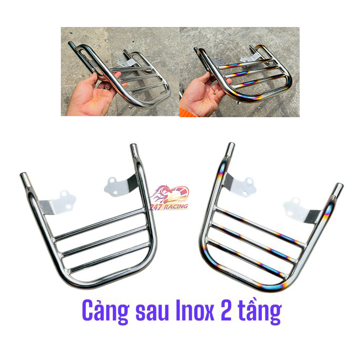 Cảng xe máy WAVE A100 RS100 S100 2 tầng INOX tiện lợi treo hành lý đồ đạc... hàng chất lượng tốt