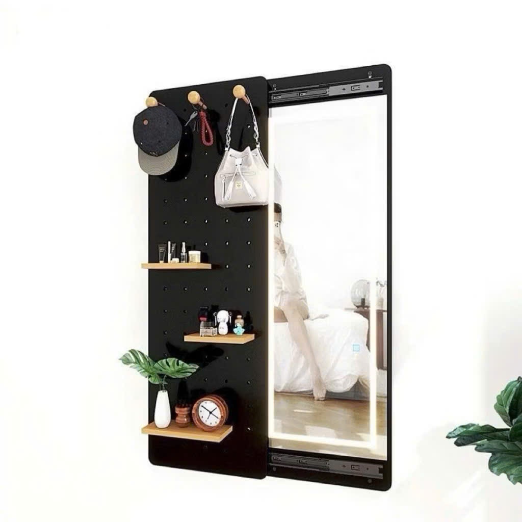 Ảnh Gương cánh trượt thông minh Chữ nhật led cảm ứng viền phun cát cao cấp VUADECOR (tặng kệ và núm gỗ) kích thước 65x120 1
