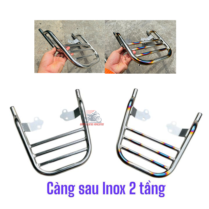 Cảng xe máy WAVE A100 RS100 S100 2 tầng INOX tiện lợi treo hành lý đồ đạc... hàng chất lượng tốt
