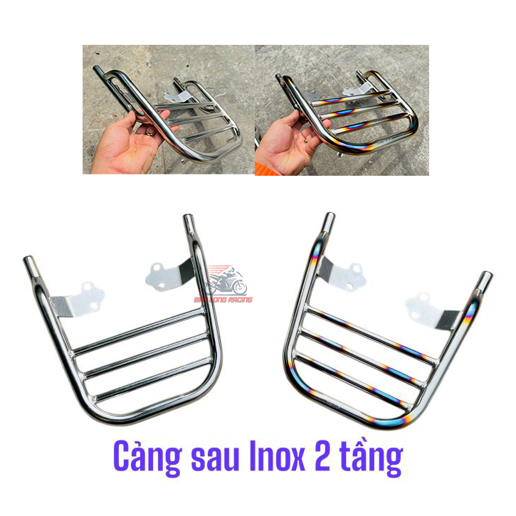Cảng xe máy WAVE A100 RS100 S100 2 tầng INOX tiện lợi treo hành lý đồ đạc... hàng chất lượng tốt
