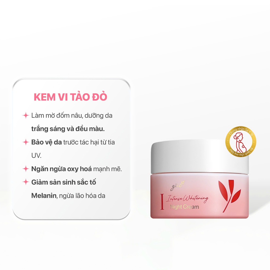 Ảnh Kem Dưỡng Trắng Da Mặt Cho Bà Bầu, dưỡng trắng an toàn, mờ thâm nám Vi Tảo Đỏ GUO 30g 4