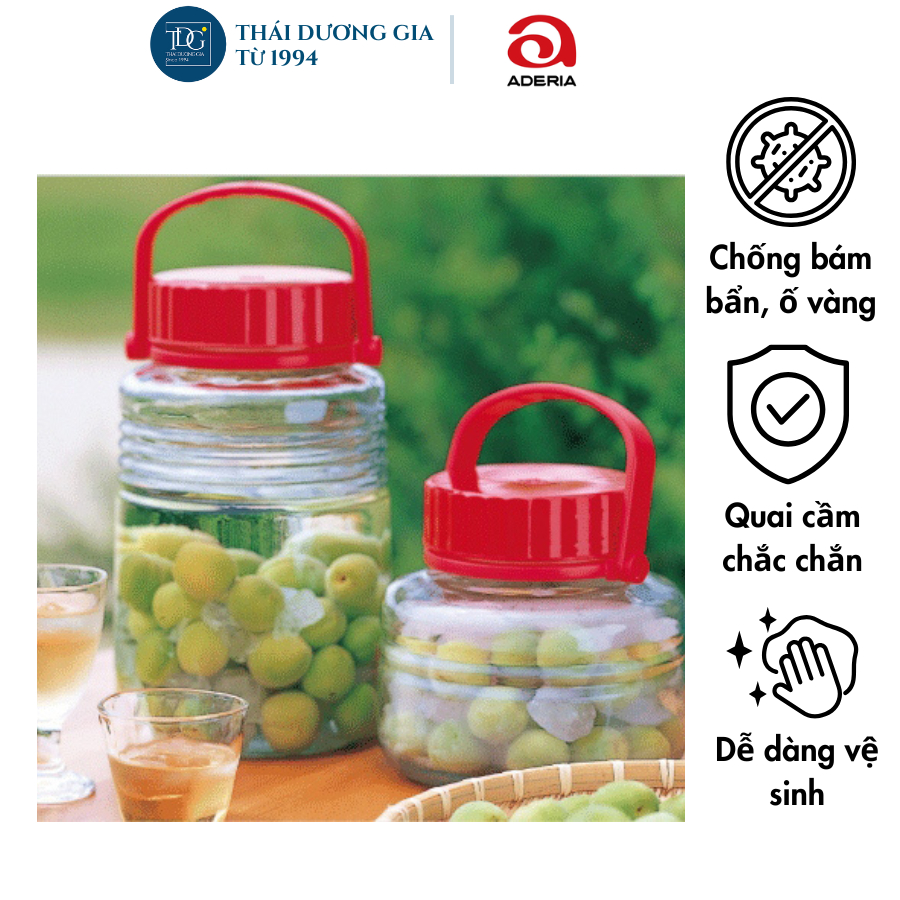 Bình ngâm bằng thủy tinh siêu bền nắp nhựa sản xuất tại Nhật Bản Aderia 1L, 1,2L, 2L, 3L, 4L, 5L | Thái Dương Gia
