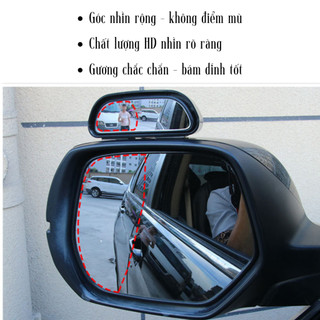 Gương cầu lồi ô tô HD rõ nét lắp trên gương chiếu hậu. Gương phụ chiếu hậu chống điểm mù cao cấp
