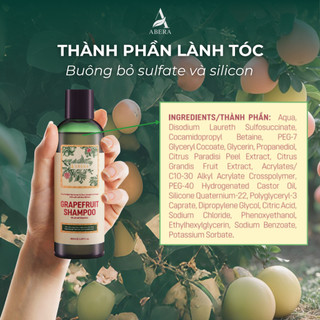 Dầu Gội Bưởi Hồng ABERA 180ml - Làm Sạch Tóc, Da Đầu, Không Sulfate, Cung Cấp Dưỡng Chất, Bảo Vệ Tóc