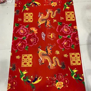 Vải chăn con công trang trí chất thun lạnh lụa, nhung Thảm nền lụa đỏ trang trí tết rèm cửa may quần áo khổ 1 tới 4m K0
