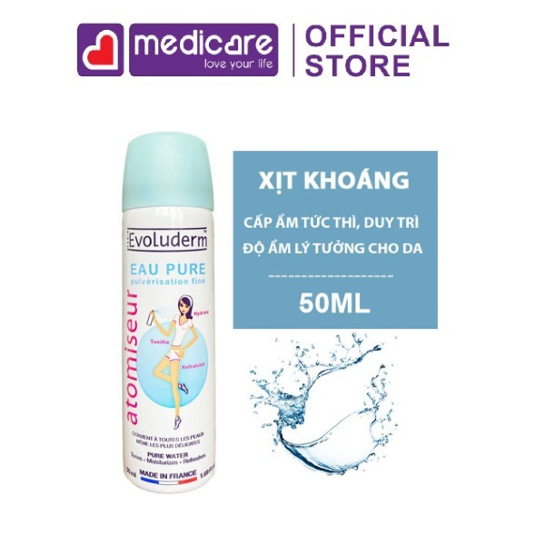Nước Xịt Khoáng EVOLUDERM Cấp Ẩm Dịu Da 50 - 150 - 400ml