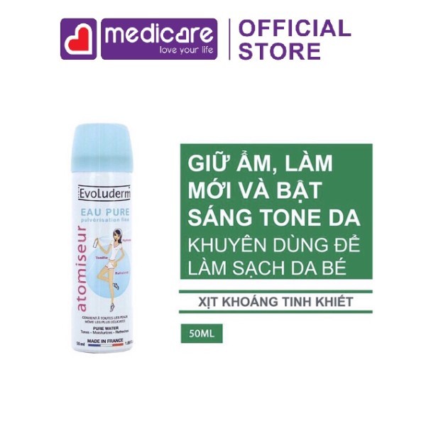 Nước Xịt Khoáng EVOLUDERM Cấp Ẩm Dịu Da 50 - 150 - 400ml