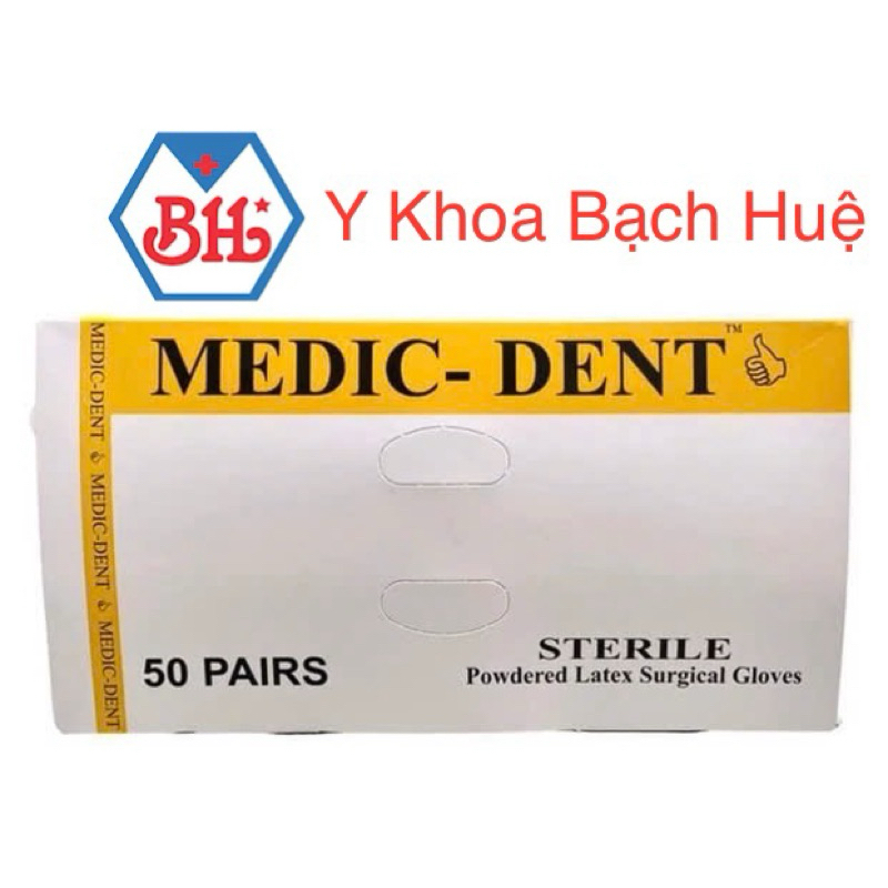 GĂNG TAY PHẪU THUẬT TIỆT TRÙNG MEDIC - DENT, GĂNG TAY PHẪU THUẬT TIỆT TRÙNG MEDIC CAO SU TỰ NHIÊN,BẢO ĐẢM AN TOÀN