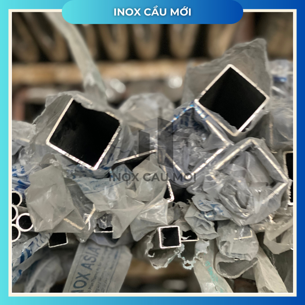 Hộp inox vuông 304 50X50mm, Độ dày 1.0mm/1.2 mm/1.5mm, Dài 1m/1m2/1m5