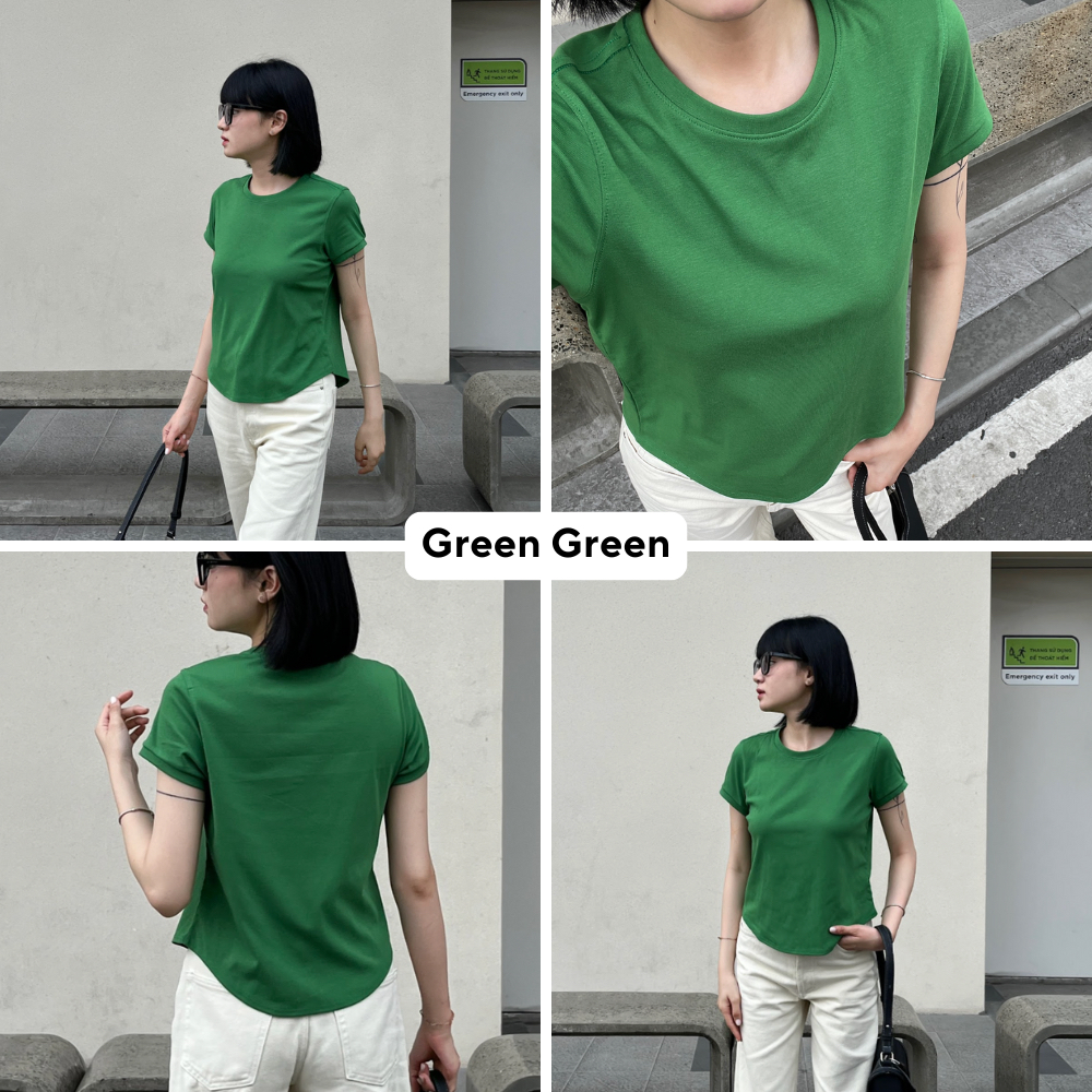 Ảnh TheBlueTshirt - Áo thun tay ngắn phom ôm vừa vặn, kiểu vạt bầu nữ - 1990s Tshirt 3