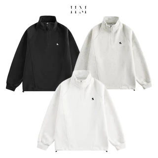 SIXHUMAN - Áo Sweater Polo Unisex Thêu Ngựa cổ zip HM096