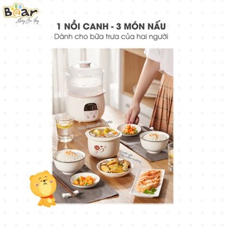 Nồi nấu chậm dung tích 0.8L Bear SUBE001, 200W, Kèm Lồng Hấp, Chưng yến cách thủy, Bảo Hành 18 Tháng