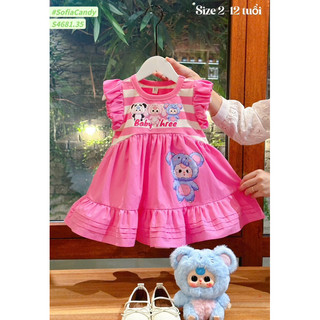 (Top váy bán chạy) Bộ sưu tập siêu phẩm đầm váy Baby Three siêu hot bé gái 13-45kg tay tiên kẻ trắng