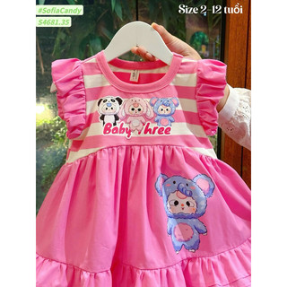 (Top váy bán chạy) Bộ sưu tập siêu phẩm đầm váy Baby Three siêu hot bé gái 13-45kg tay tiên kẻ trắng