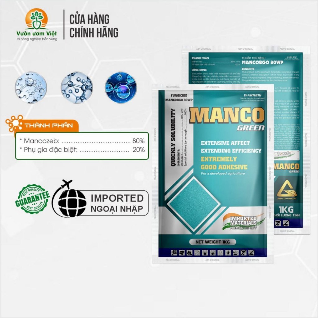 Thuốc trừ bệnh MANCO GREEN ngừa và trị bệnh phổ rộng trên cây trồng, nhập khẩu Ấn Độ - 1Kg