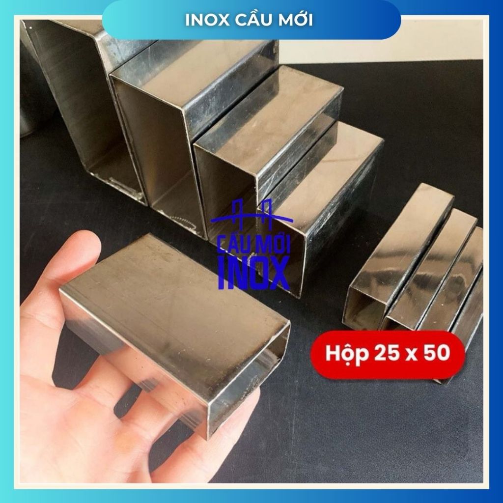 Hộp inox chữ nhật 304 25X50, độ dày 1.5mm, chiều dài 6m (1,5 mét x 4 cây)