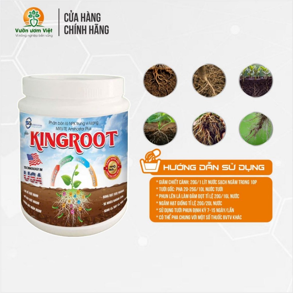 Phân bón KING ROOT kích rễ, dưỡng lá bổ sung NPK nhập khẩu, tăng cường năng suất cây trồng - 500gr