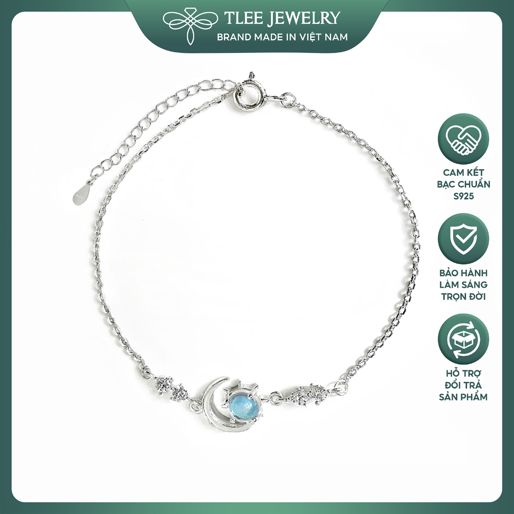 Ảnh Lắc tay bạc nữ TLEE mặt trăng moonstone nhân tạo cách điệu nữ tính TLEE JEWELRY LT0195 1
