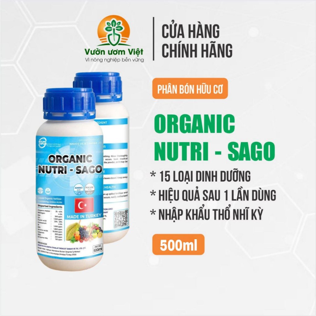 Phân bón hữu cơ dinh dưỡng tổng hợp ORGANIC NUTRI SAGO nhập khẩu Thổ Nhĩ Kỳ - 500ml