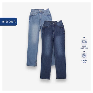 MIDDUA - JN185 Quần jean ống đứng lưng cao, xẻ lai