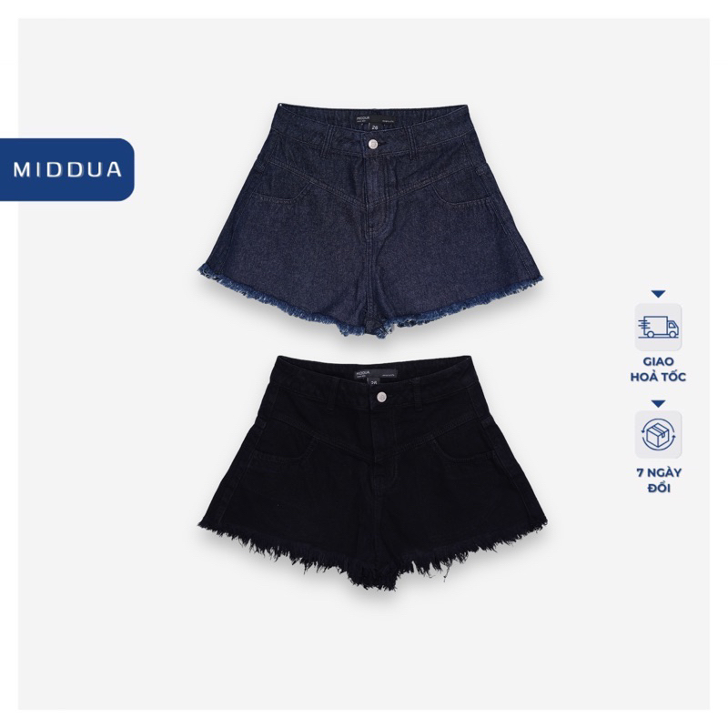 MIDDUA - SJ021 Quần short lưng cao, form A xoè, tua lai