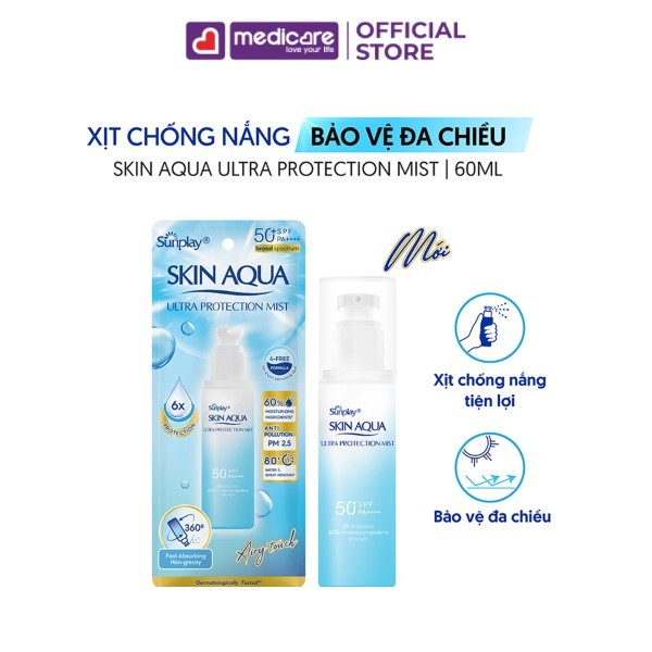 Xịt Chống Nắng SUNPLAY Skin Aqua Ultra Protection Mist Airy Touch SPF50+ PA++++ 60ml