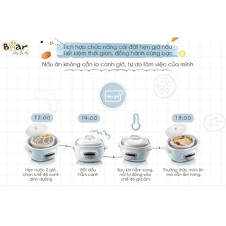 Nồi Nấu Chậm 2,5L Bear SUBE003, 380W, Đa Năng Bản Tiếng Việt Kèm Lồng Hấp, Có Hẹn giờ, BH 18 Tháng